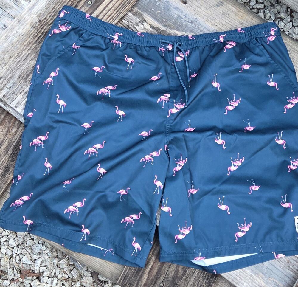 MEEKOS BY KING SIZE big and tall flamingo vacation wear swim trunks 3X shorts